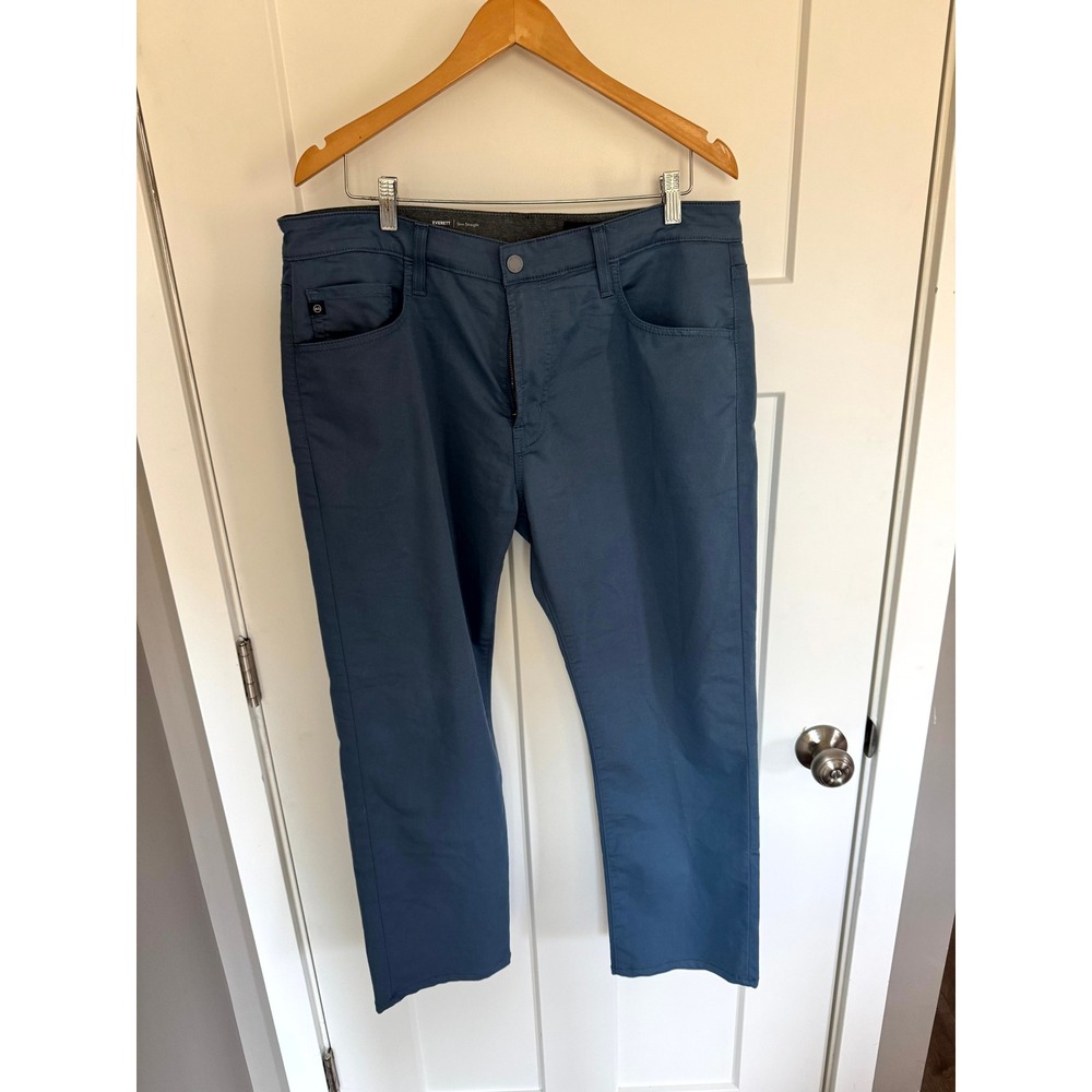 AG Jeans Everett Slim‎ Straight Blue Pants Mens Size 36x34 Made In Italy